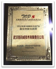 2012年度中國服務外包產業最佳創新實踐獎